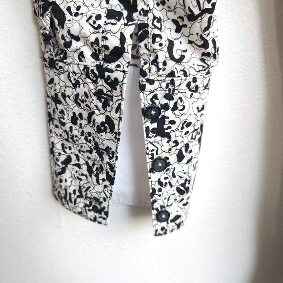 Proenza Schouler Graphic Scribble Print Cotton Shift Dress Button Cuffs Size 6 - Picture 8 of 11